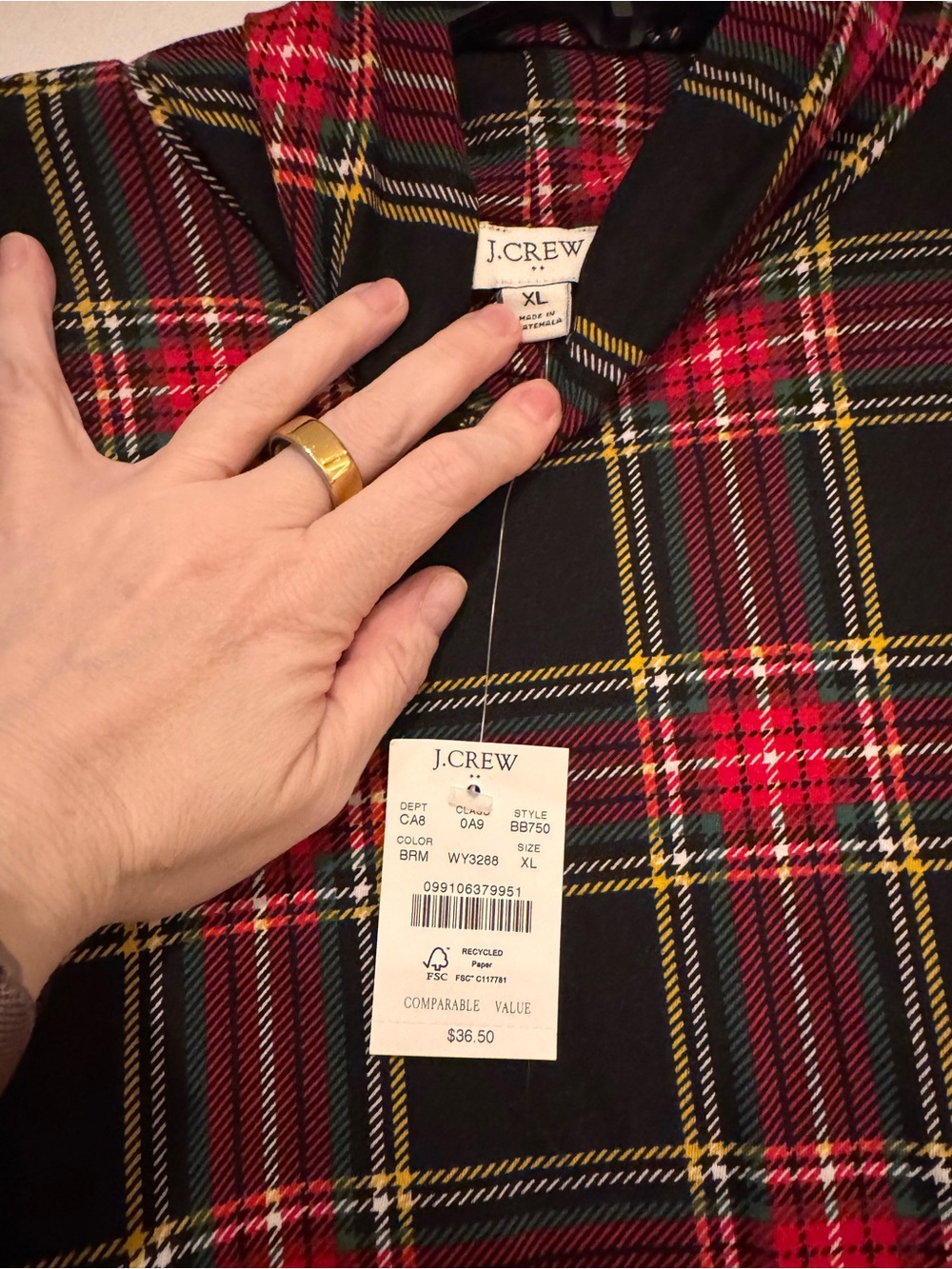 J. Crew Black & Red Plaid Long Sleeve Turtleneck Top NWT - Picture 4 of 5
